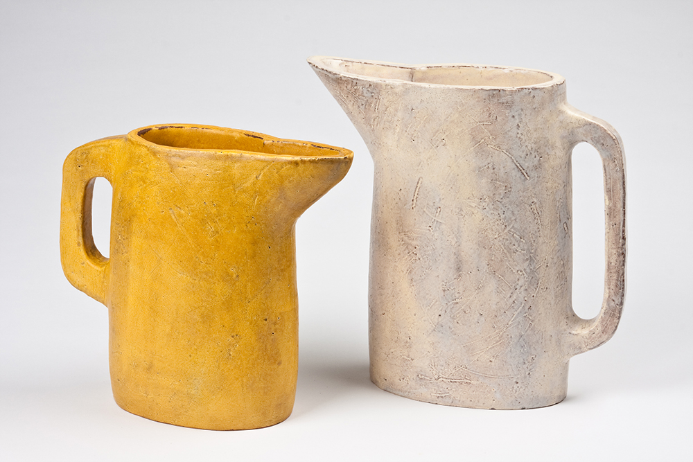 Pair of Pitchers, hand-built earthenware