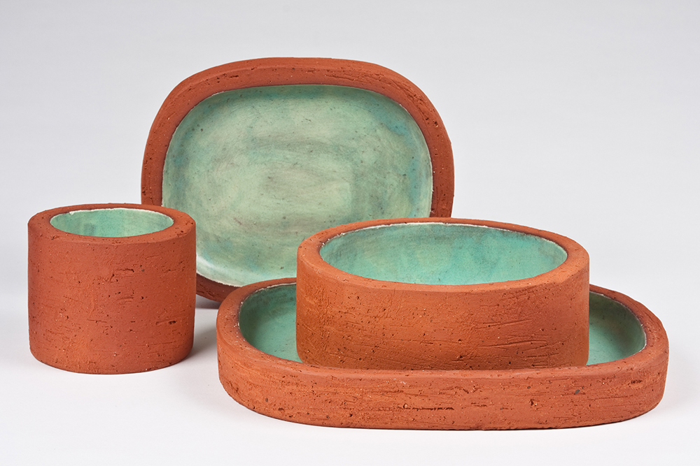 Brick Dinnerware, hand-built earthenware
