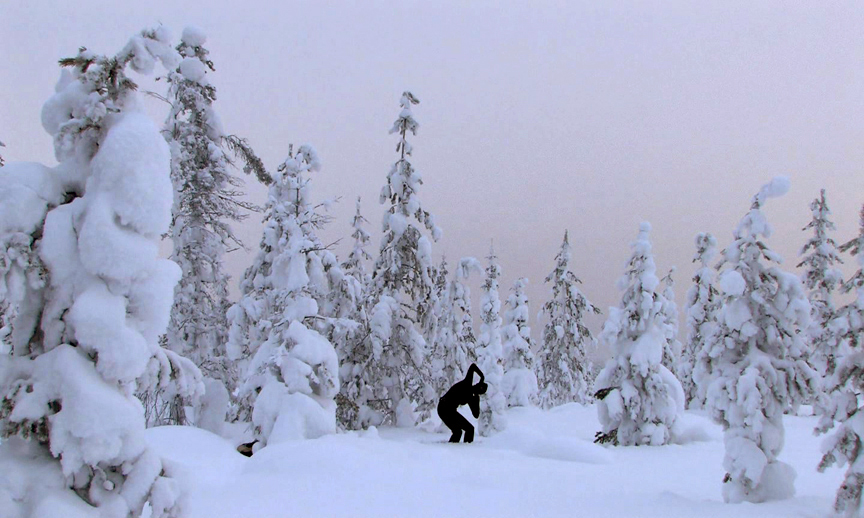 “Night Passing” Video-performance, Lainio, Lapland, Finland, 2011. HD Video still. 